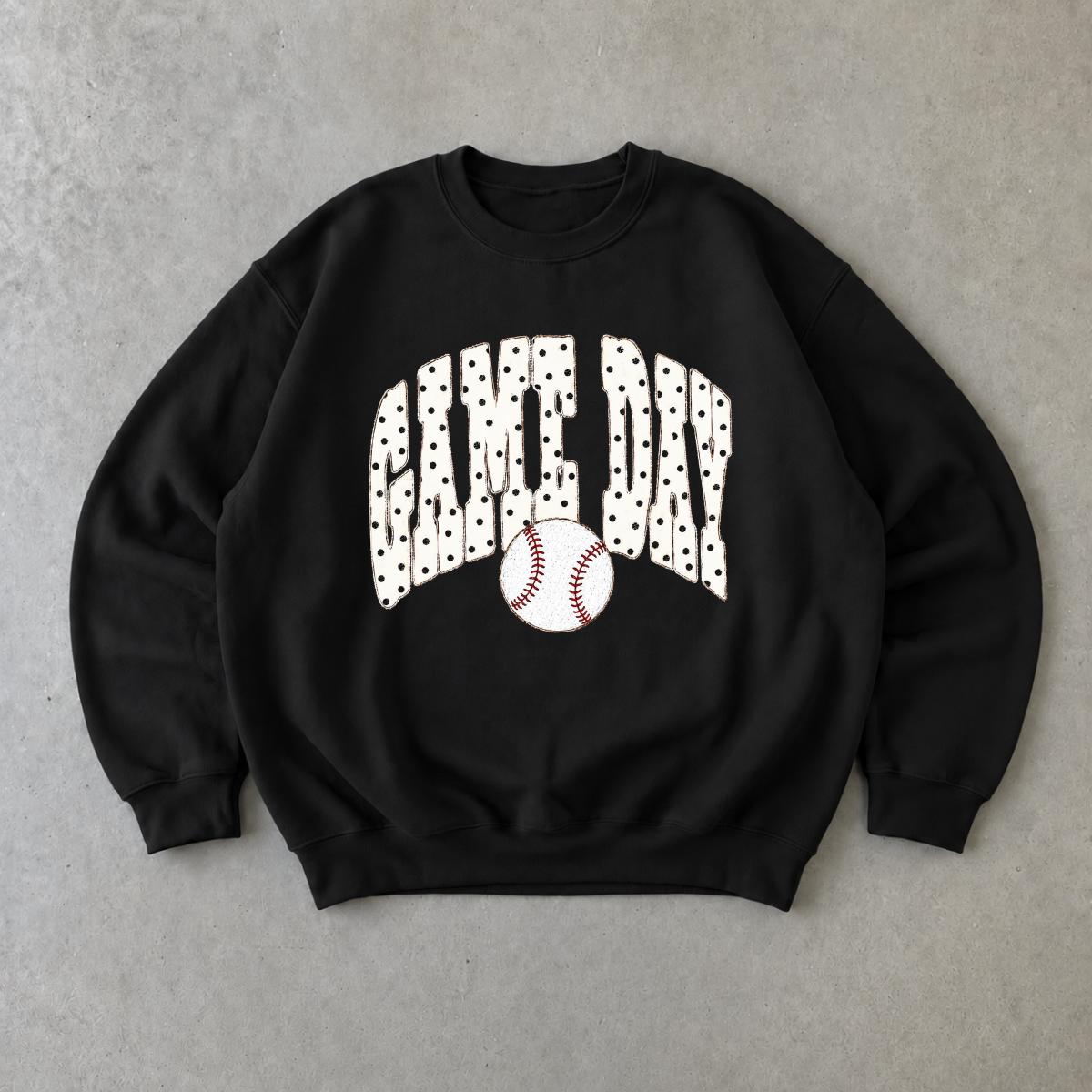 Game Day Baseball Sweatshirt Game Day Baseball Sports Mom Baseball Season Women Cute Polka Dot