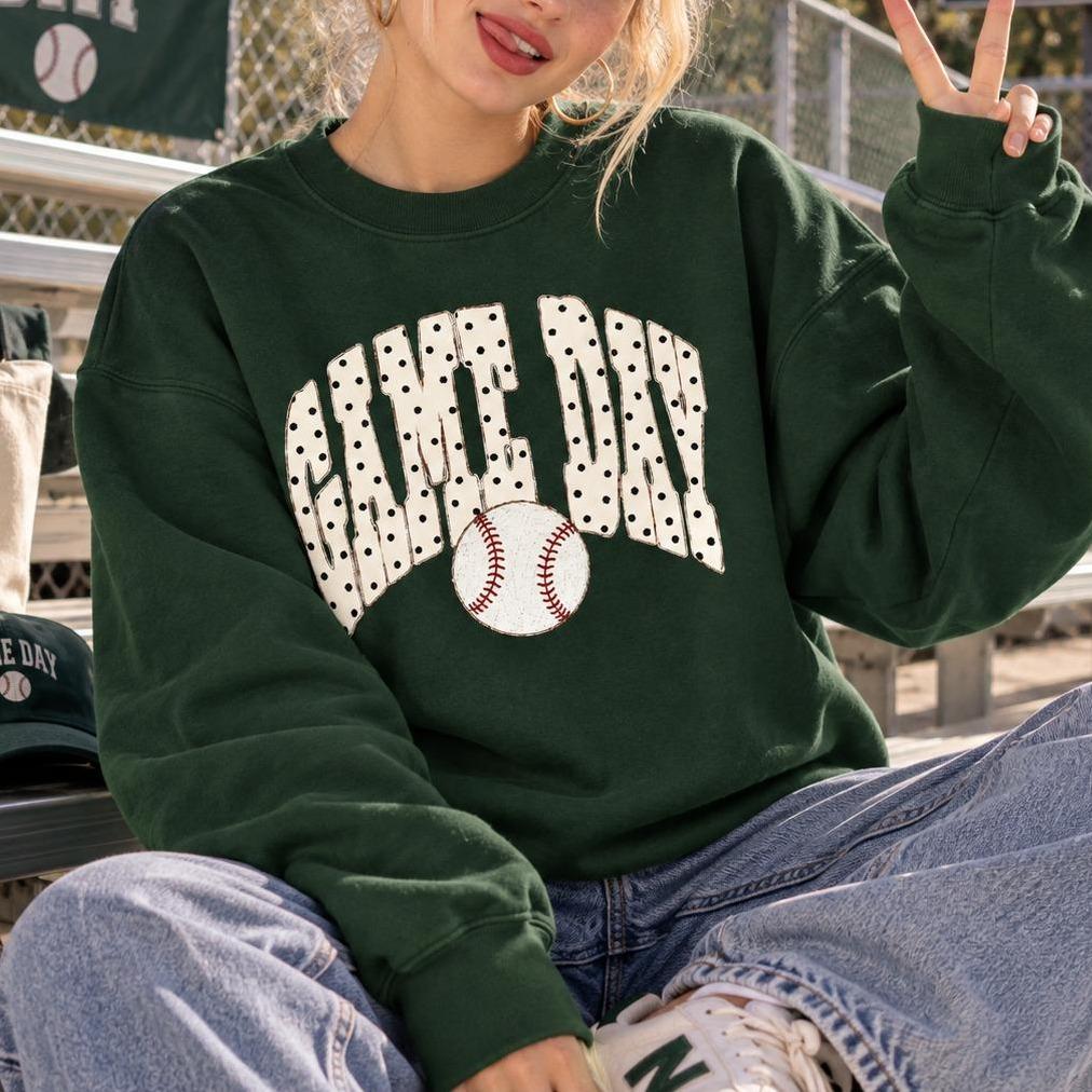 Game Day Baseball Sweatshirt Game Day Baseball Sports Mom Baseball Season Women Cute Polka Dot