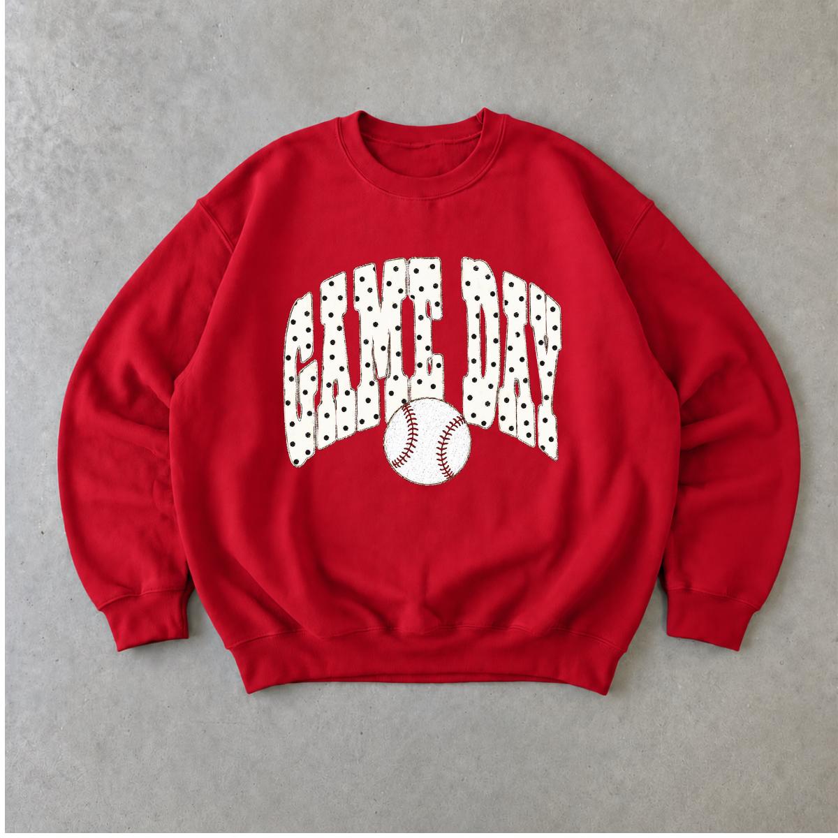 Game Day Baseball Sweatshirt Game Day Baseball Sports Mom Baseball Season Women Cute Polka Dot