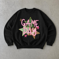 Game Day Football Sweatshirt, Pink Game Day Star Graphic, Football Season Tailgate, Women, Cute Sports Style