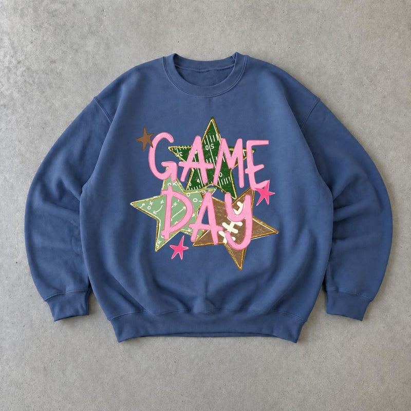 Game Day Football Sweatshirt, Pink Game Day Star Graphic, Football Season Tailgate, Women, Cute Sports Style