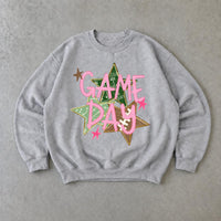 Game Day Football Sweatshirt, Pink Game Day Star Graphic, Football Season Tailgate, Women, Cute Sports Style