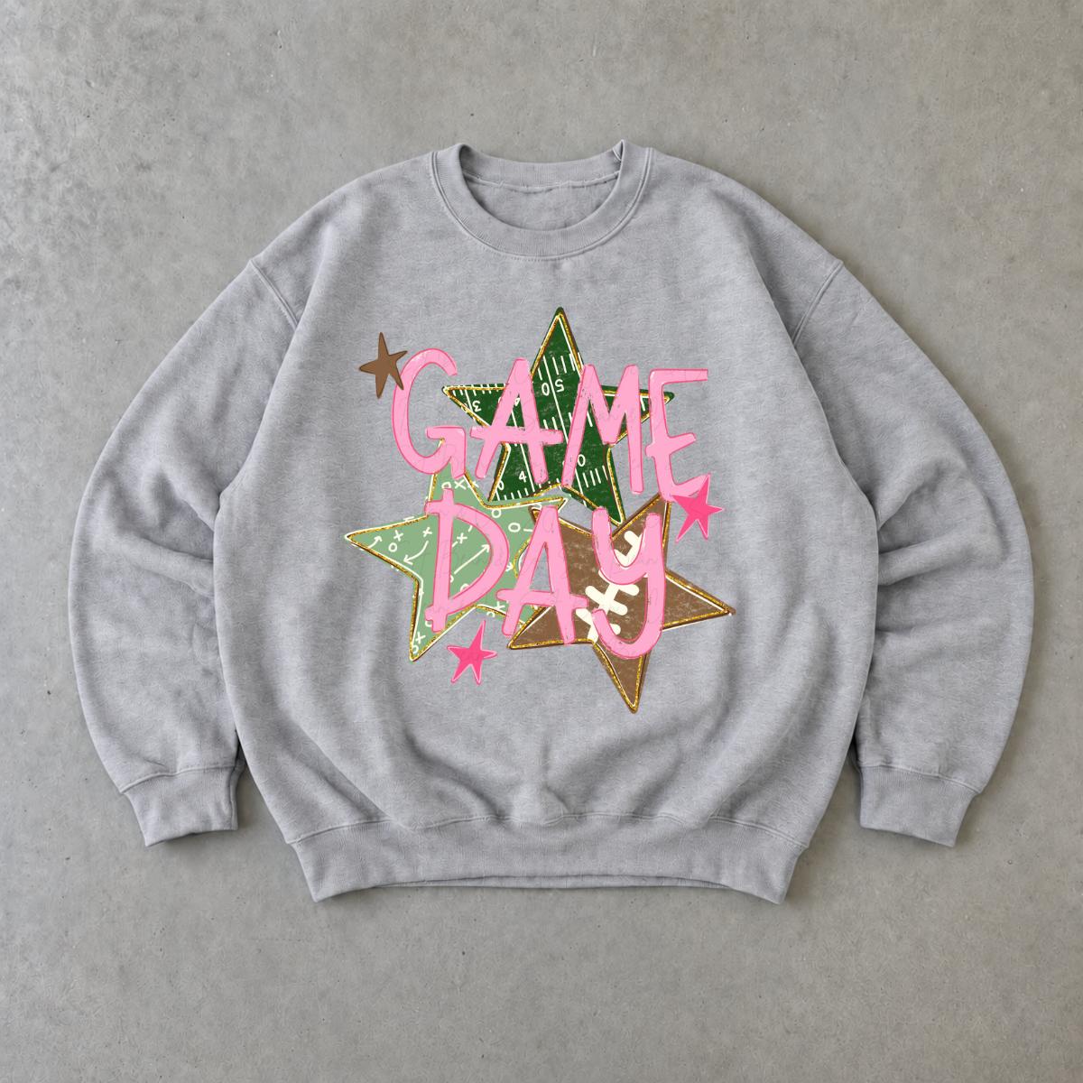 Game Day Football Sweatshirt, Pink Game Day Star Graphic, Football Season Tailgate, Women, Cute Sports Style