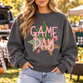 Game Day Football Sweatshirt, Pink Sports, Football Field Star Graphic, Cute Fall Tailgate for Women