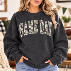 Game Day Sweatshirt Camo Football Vintage Distressed Sports for Tailgates Watch Parties Football Season