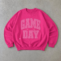 Game Day Sweatshirt, GAME DAY Graphic, Football Season Tailgate, Women, Pink Varsity Style