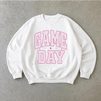 Game Day Sweatshirt, GAME DAY Graphic, Football Season Tailgate, Women, Pink Varsity Style
