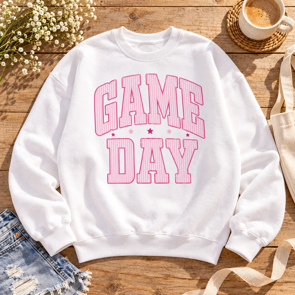 Game Day Sweatshirt, Pink Varsity Football, Retro Tailgate for Women