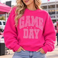 Game Day Sweatshirt, Pink Varsity Football, Retro Tailgate for Women