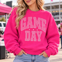 Game Day Sweatshirt, Pink Varsity Football, Retro Tailgate for Women