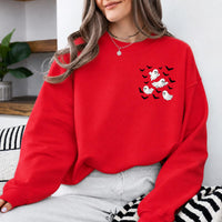 Ghost Pocket Flying Ghost Bats Sweatshirt and T-Shirt Halloween Fall Spooky Season Women Minimalist Cute Aesthetic