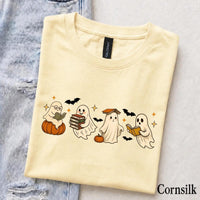 Ghost Reading Book T-Shirt Cute Ghost Book Lover Halloween Bookish Unisex Cute Retro