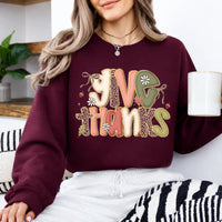 Give Thanks Sweatshirt, Thanksgiving Fall Women Cute Floral Coquette Leopard Design