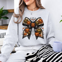 Gothic Halloween Bow Jack O Lantern Sweatshirt and T-Shirt Spooky Fall Women Vintage Coquette