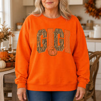 Grandma Fall Sweatshirt Mama Mimi Gigi Nana Pumpkin Name Fall Grandmother Gift Women Camo Gingham Style