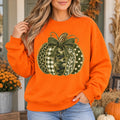 Green Pumpkin Bow Fall Graphic Patchwork Pumpkin Sweatshirt and T-Shirt Rustic Thanksgiving Coquette