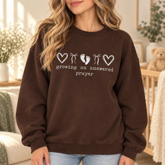 Growing An Answered Prayer Pregnancy Announcement Sweatshirt Christian Baby Reveal