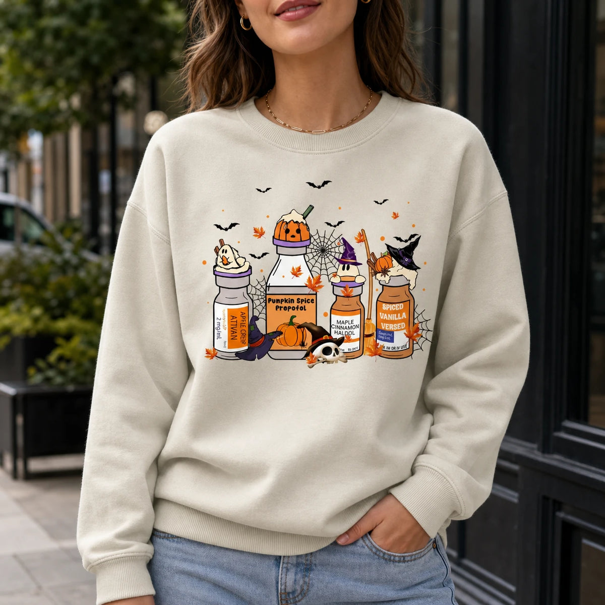 Halloween Anesthesia Pumpkin Spice Propofol Shirt, Funny CRNA Anesthesiologist Fall Medical Tee & Sweatshirt