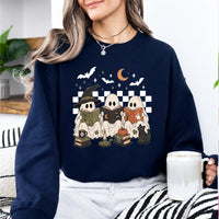 Halloween Book Lover Ghost Reading Club Sweatshirt Halloween Reader Women Cute Spooky Illustrated Design