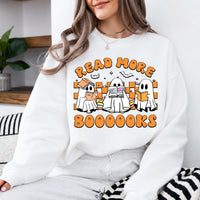 Halloween Book Lover Read More Booooooks Sweatshirt and T-Shirt Fall Spooky Season Unisex Retro Cute Ghost Graphic