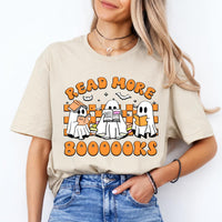 Halloween Book Lover Read More Booooooks Sweatshirt and T-Shirt Fall Spooky Season Unisex Retro Cute Ghost Graphic