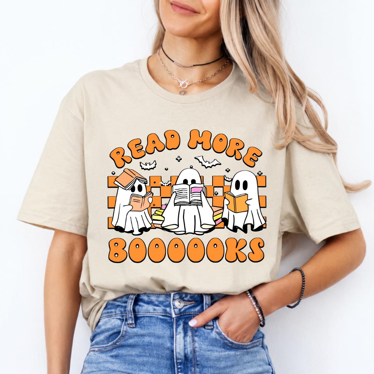 Halloween Book Lover Read More Booooooks Sweatshirt and T-Shirt Fall Spooky Season Unisex Retro Cute Ghost Graphic