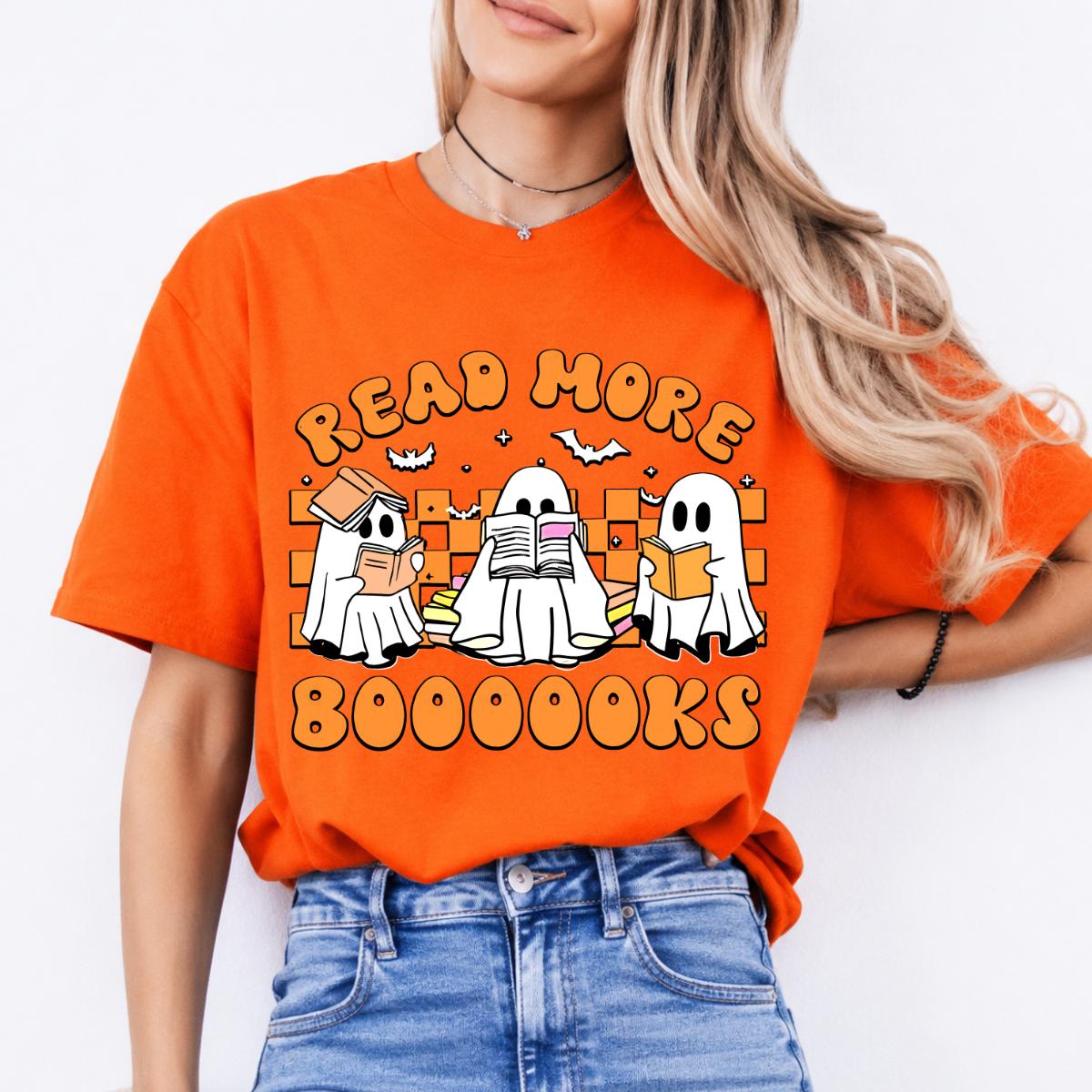 Halloween Book Lover Read More Booooooks Sweatshirt and T-Shirt Fall Spooky Season Unisex Retro Cute Ghost Graphic