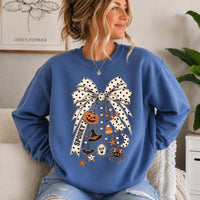 Halloween Bow Sweatshirt, Spooky Charm Coquette Design, Halloween Fall Women Cute Vintage Style