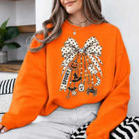 Halloween Bow Sweatshirt, Spooky Charm Coquette Design, Halloween Fall Women Cute Vintage Style