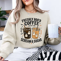 Halloween Coffee Lover Freshly Boo'd Coffee Sweatshirt Halloween Women Cute Spooky Vintage Design