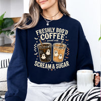 Halloween Coffee Lover Freshly Boo'd Coffee Sweatshirt Halloween Women Cute Spooky Vintage Design