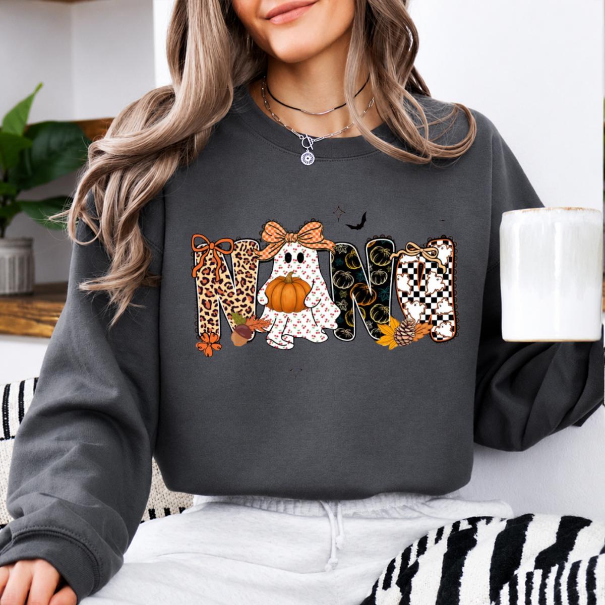 Halloween Family Sweatshirt Mama Mimi Nana Gigi Honey Spooky Season Family Role Unisex Cute Coquette Ghost