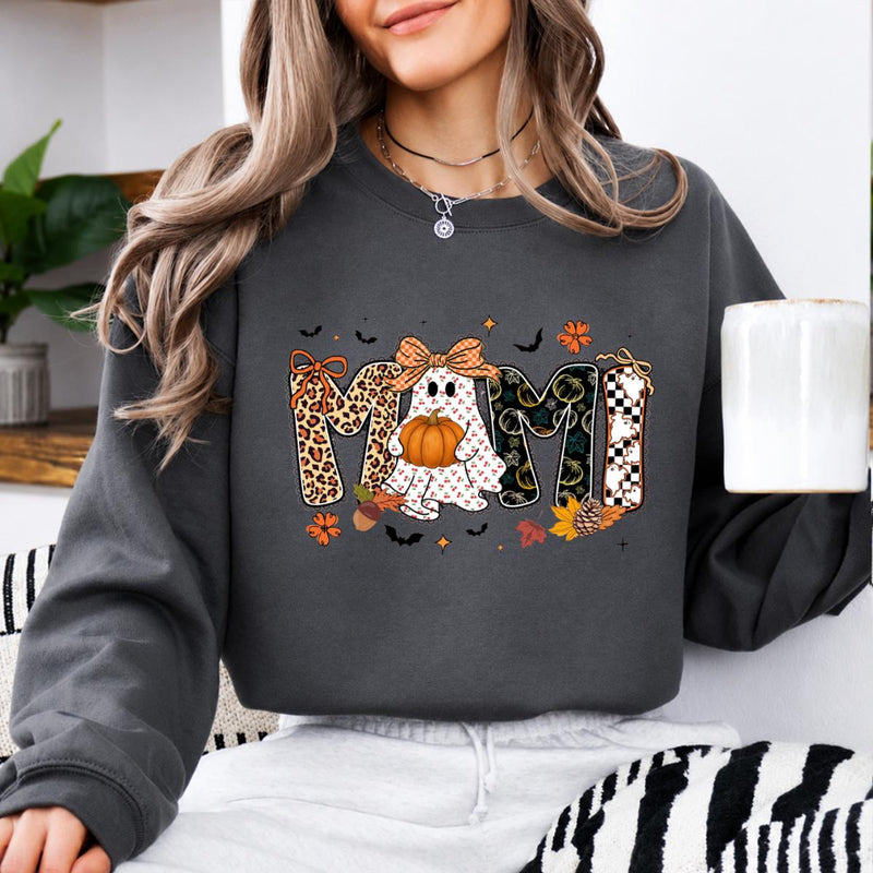 Halloween Family Sweatshirt Mama Mimi Nana Gigi Honey Spooky Season Family Role Unisex Cute Coquette Ghost