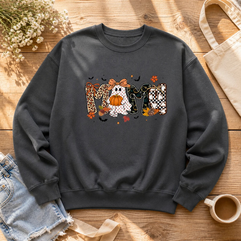 Halloween Family Sweatshirt Mama Mimi Nana Gigi Honey Cute Ghost Pumpkin Fall Crewneck