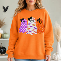 Halloween Ghost T-Shirt & Sweatshirt for Women Cute Three Ghost Spooky Season Fall Graphic Tee