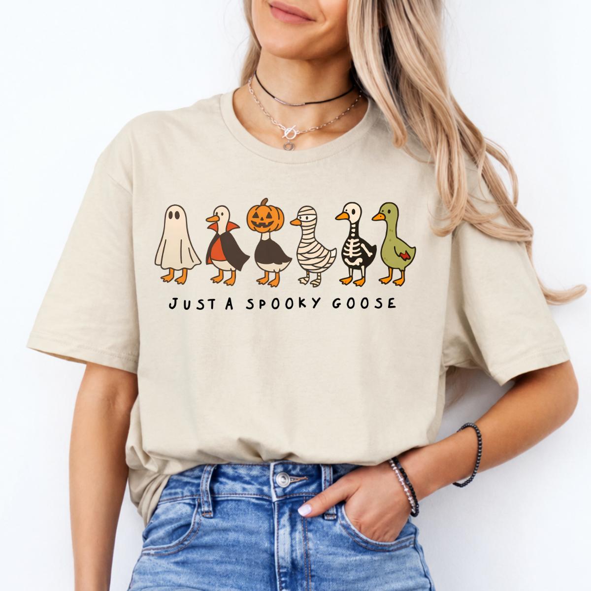 Halloween Goose Just A Spooky Goose Sweatshirt and T-Shirt Spooky Season Women Cute Graphic