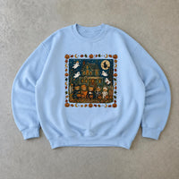 Halloween Haunted House Sweatshirt, Cute Spooky Season Crewneck, Vintage Ghost Pumpkin Bear Shirt, Fall Halloween Pullover, Kawaii Halloween Graphic Sweatshirt, Autumn Outfit Gift For Her, Cozy Holiday Tee