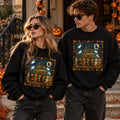 Halloween Haunted House Sweatshirt, Cute Spooky Season Crewneck, Vintage Ghost Pumpkin Bear Shirt, Fall Halloween Pullover, Kawaii Halloween Graphic Sweatshirt, Autumn Outfit Gift For Her, Cozy Holiday Tee