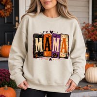 Halloween Mama Crewneck Sweatshirt, Vintage Spooky Mom Pumpkin Graphic