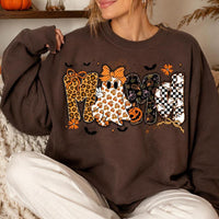 Halloween Mama Cute Ghost Sweatshirt Fall Pumpkin Women Retro Leopard Coquette