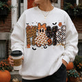 Halloween Mama Cute Ghost Sweatshirt Fall Pumpkin Women Retro Leopard Coquette