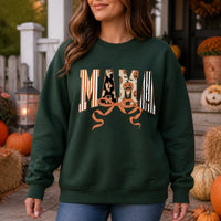 Halloween Mama Shirt with MAMA Bow Coquette Pumpkin Ghost Bat Fall Mom Design