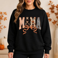 Halloween Mama Shirt with MAMA Bow Coquette Pumpkin Ghost Bat Fall Mom Design
