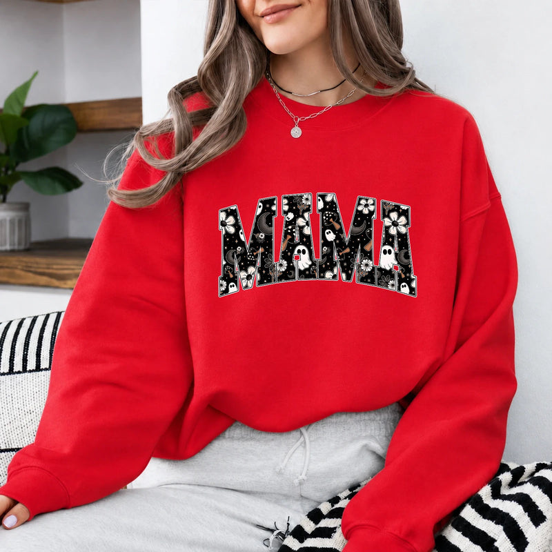 Halloween Mama Sweatshirt Cute Ghost Floral MAMA Shirt for Spooky Season Moms