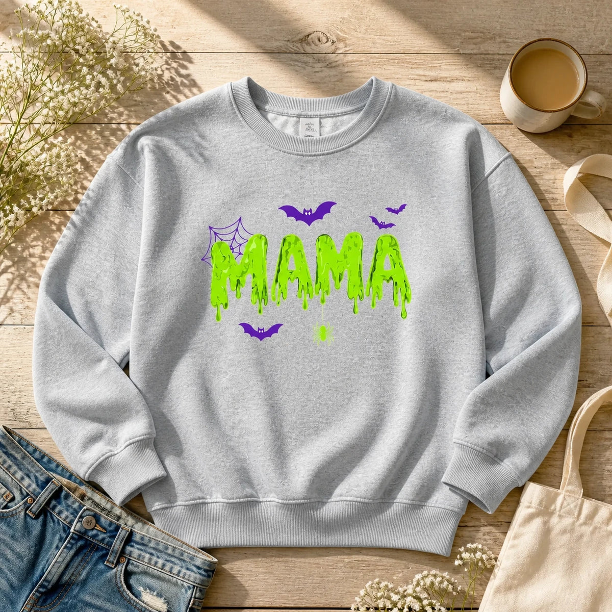 Halloween Mama Sweatshirt Cute MAMA Slime Graphic Spooky Mom October Style