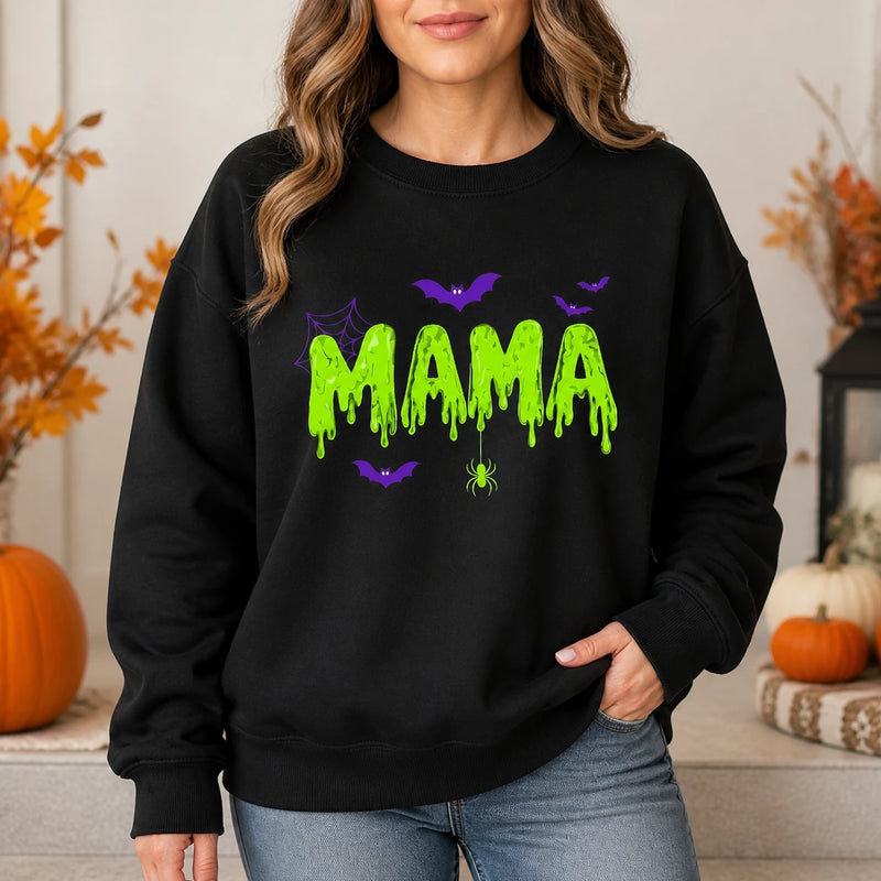 Halloween Mama Sweatshirt Cute MAMA Slime Graphic Spooky Mom October Style