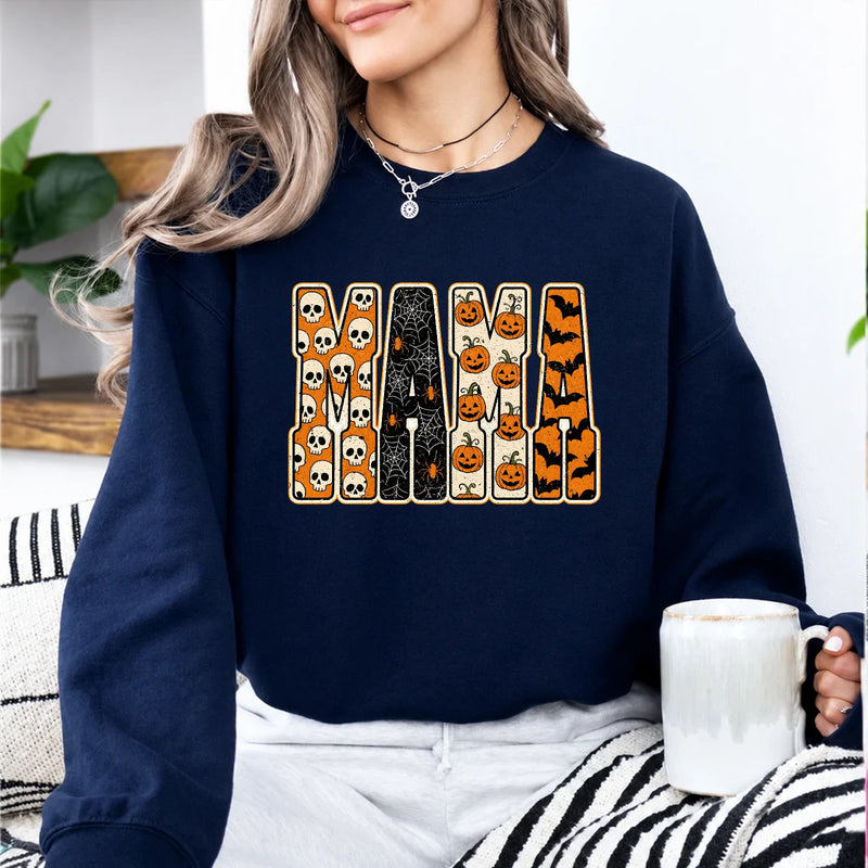Halloween Mama Sweatshirt Mama Halloween Mom Women Vintage Spooky Design