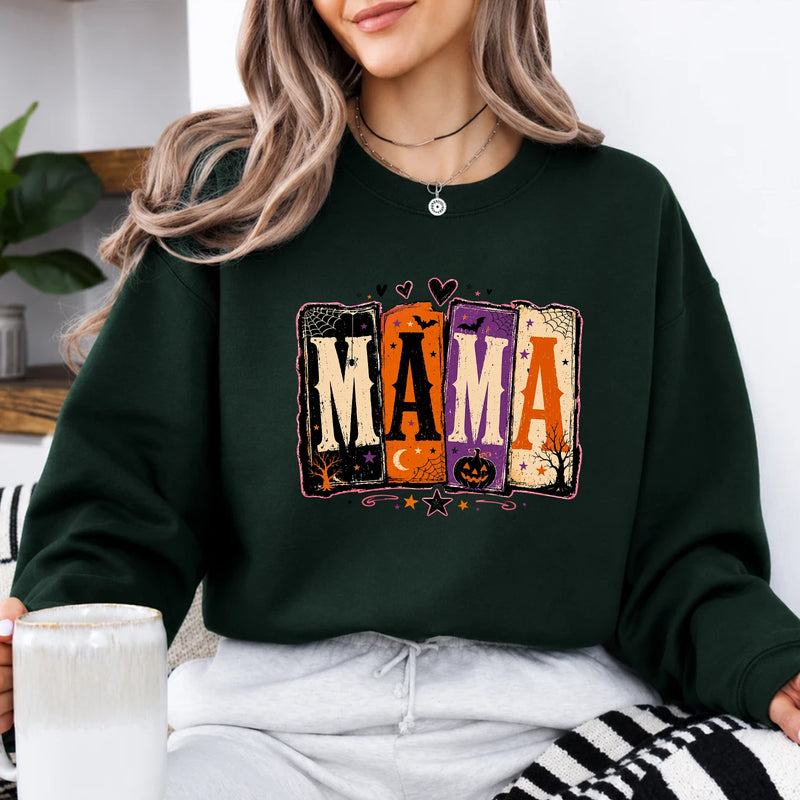 Halloween Mama Sweatshirt MAMA Halloween Mom Women Vintage Spooky Cute Design
