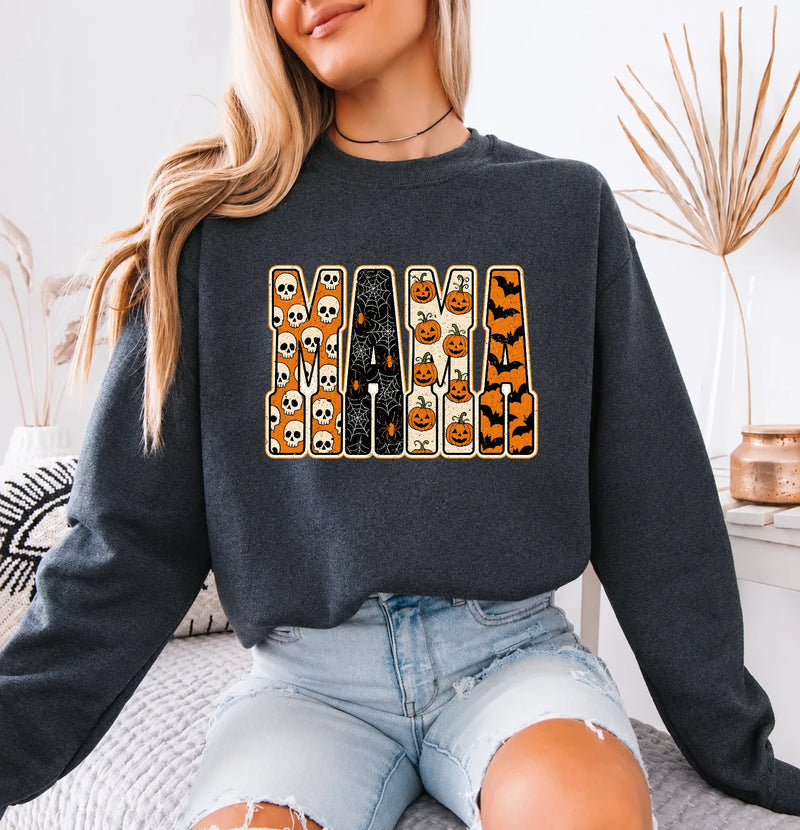 Halloween Mama Sweatshirt Mama Halloween Mom Women Vintage Spooky Design