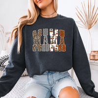 Halloween Mama Sweatshirt MAMA Pumpkin Leopard Design Halloween Women Cute Pattern Style